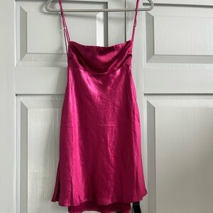 Saints + Secrets Selfie Leslie Magenta Pink Satin Mini Slip Dress Size Medium